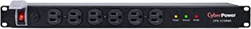 CyberPower CPS1215RMS Surge Protector, 120V/15A, 12 Outlets, 15ft Power Cord, 1U Rackmount Black
