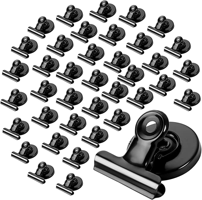 48pack Fridge Magnets Refrigerator Magnets Magnetic Clips Heavy Duty Detailed List Display Paper Fasteners on Home& Office& Teaching (Black, 48)