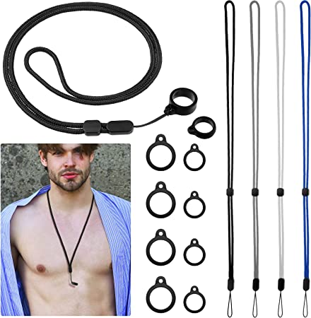 4 Colors Peritoneal Dialysis Transfer Set Adjustable Lanyard with Release Buckle Detachable Secure PD Peritoneal Dialysis Accessories with 2 Sizes 8 Silicone Rings