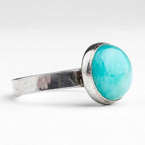 Custom Amazonite Gemstone ring in Sterling Silver - Made in your size - Aqua blue ring - Choose 6mm or 10mm stone