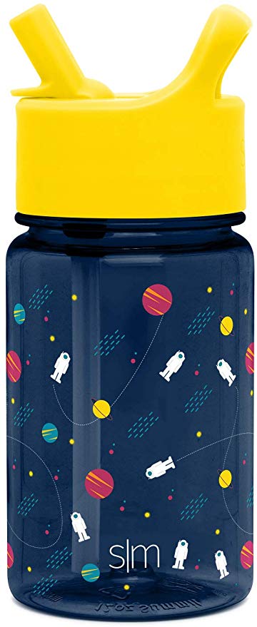 Simple Modern 12 Ounce Summit Kids Tritan Water Bottle with Straw Lid Sippy Cup - Dishwasher Safe Tumbler Travel Mug - Astronauts