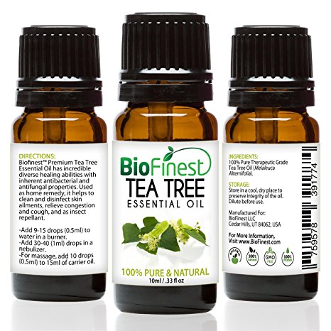 Tea Tree Essential Oil - 100% Pure Undiluted - Therapeutic Grade - Australia Premium Quality - Best For Aromatherapy, Acne & Skin Tag Removal - FREE Glass Dropper (10ml)