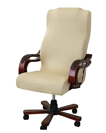 Deisy Dee Slipcovers Cloth Universal Computer Office Rotating Stretch Polyester Desk Chair Cover C064 (champagne)
