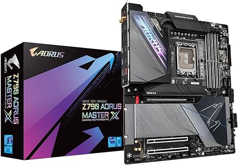 Z790 AORUS MASTER X Motherboard- Supports Intel 13th Gen CPUs, 20 1 2 phases VRM, up to 8266MHz DDR5 (OC), 1x PCIe 5.0   4x PCIe 4.0 M2, 10GbE LAN, Wi-Fi 7, USB 3.2 Gen 2x2