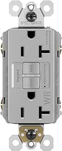 Legrand radiant 2097TRWRGRY 20 Amp Outdoor GFCI Self Test Tamper Resistant Weather Resistant Decorator Duplex Outlet, Gray (1 Count)