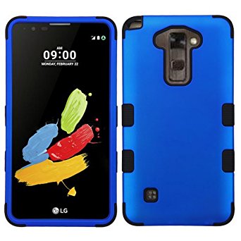 LG Stylo 2 Case (2016), LG Stylus 2 Case (2016), Rock Me Wireless (TM) 2 items Bundle - 24K Gold Plating Sticker and Triple Layers Hybrid Protector Case Cover. (Blue / Black)