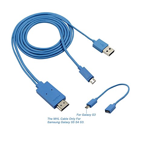 MHL Micro USB to HDMI Cable,Pinyuan MHL Kit Universal MHL Micro USB to Male HDMI Cable 6.5 Feet/2M 1080P HDTV Adapter only for Samsung Galaxy S5 S4 S3 (blue)