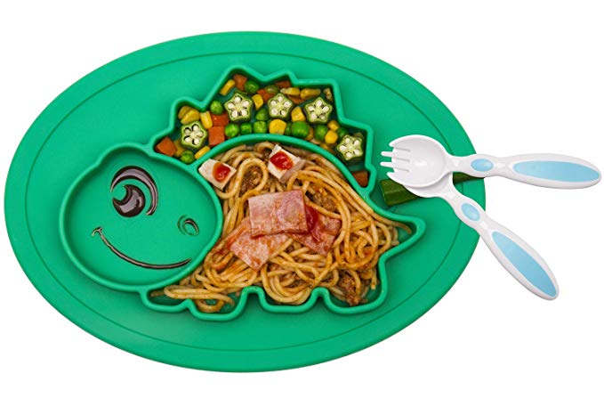 Baby Plates Placemat, Non-Slip Suction Feeding Plate for Toddlers Babies Infant Kids BPA-Free FDA Approved Fits Most Highchair