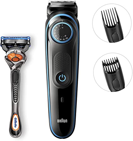 Braun Beardtrimmer Bt5040 Beard Trimmer & Hair Clipper, Black/Blue, 1 Count