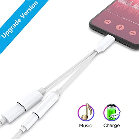(Apple MFi Certified) 2 in 1 Converter Splitter Cable Aux Audio Adaptor, Lightning to 3.5mm Headphone Jack Adapter, to Compatible with iPhone 7/8/7 Plus/8 Plus/X/XS/XR/iPhone 11 Support for iOS 13