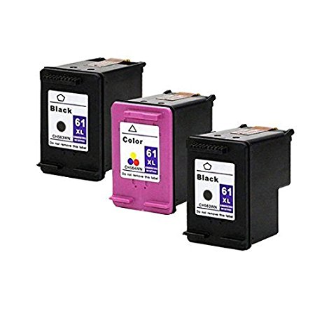 YATUNINK Compatible Ink Cartridge Replacement for HP61XL (Black,Tri Color,3-Pack)