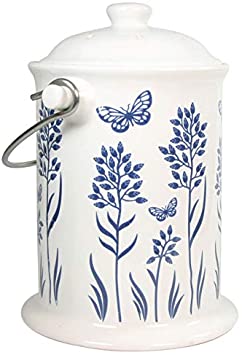 Frontier Natural Products Co-op 223693 Culinary Accessories Cleaning Solutions Ceramic Floral Blue Compost Keeper 8 x 10