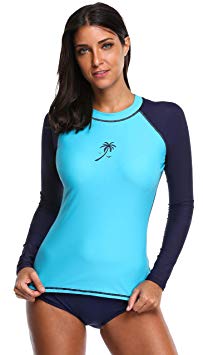 ATTRACO Women's Long Sleeve Rash Guard Shirt Athletic Swim Top Sun Shirt UPF 50