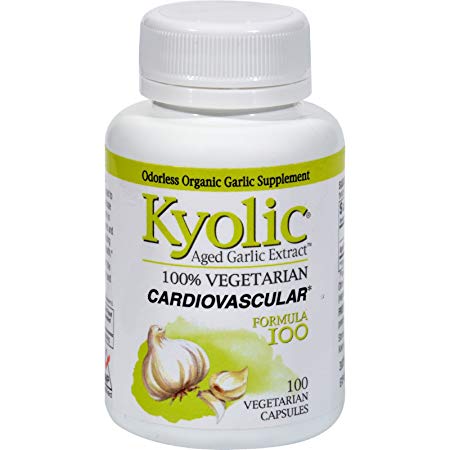 Kyolic Aged Garlic Extract Vegetarian Cardiovascular Formula 100 - Gluten Free - 100 Vegetarian Capsules (Pack of 2)