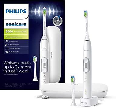 Philips Sonicare ProtectiveClean 6500 Rechargeable Electric Toothbrush, HX6462/05, White