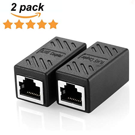 Haitronic 2 Pack RJ45 Coupler Ethernet Cable Coupler Lan Connector Inline Cat7/Cat6/Cat5e Ethernet Cable Extender Adapter Female to Female