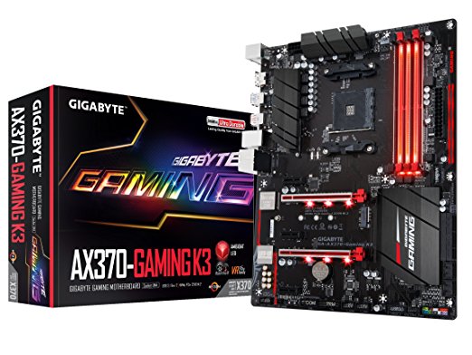 GIGABYTE GA-AX370-Gaming K3 AMD Ryzen AM4 X370 SMART FAN 5 HDMI M.2 USB 3.1 Type-A ATX DDR4 Motherboard