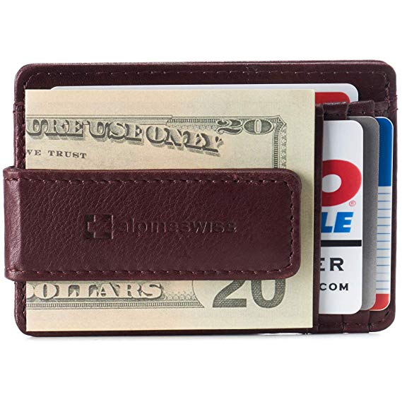 Alpine Swiss RFID Harper Money Clip Front Pocket Wallet For Men