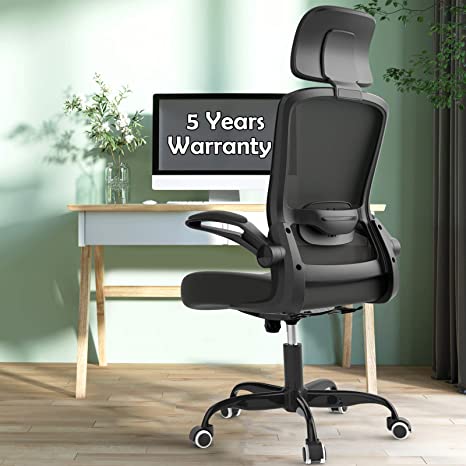 Office Chairs Clearance, Ergonomic Desk Chair with Adjustable Lumbar Support, Headrest and Seat Height, High Back Mesh Computer Chair with Flip-up Armrests - 300lb Weight Capacity Task Chairs