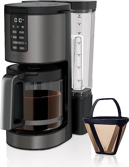 Ninja DCM201BK Programmable XL 14-Cup Coffee Maker PRO, 14-Cup Glass Carafe, Freshness Timer, with Permanent Filter, Black Stainless Steel