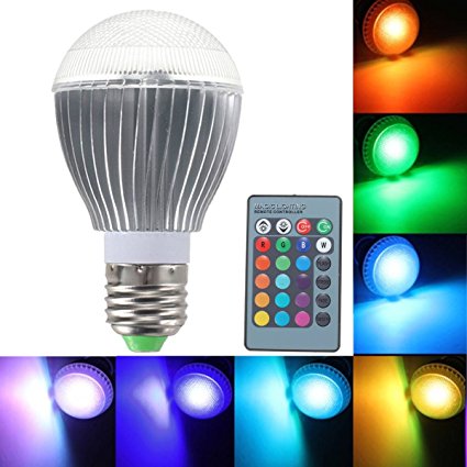 KINGSO 1 Pack E27 9W LED RGB Magic Lamp Light Bulb 16 Color Changing Spotlight With IR Remote Control Dimmable Screw Base For Home Decoration Bar Party KTV Xmas Wedding Show Club Pub Disco DJ Mood Ambiance Round Top Multicolor AC 85-256V
