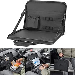 JOYTUTUS Steering Wheel Tray, Back Seat Headrest Tray for Eating Food and Drink, Work Table for Writing and Steering Wheel Laptop Desk, Car Organizer for Commuters, Travel, Family (16.54'' x 11.8'')