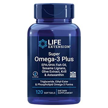 Life Extension Super Omega-3 Plus EPA/DHA With Sesame Lignans, Olive Extract, Krill and Astaxanthin, 120 Count