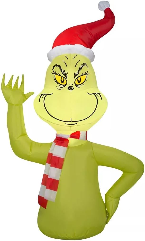 Gemmy Airblown Car Buddy Grinch w/Scarf-Dr. Seuss