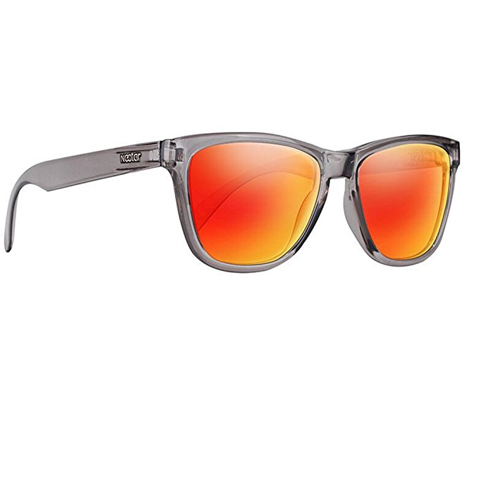 Nectar Disco - Grey Wayfarer Polarized Sunglasses with Orange / Red Mirror Lenses and UV Protection