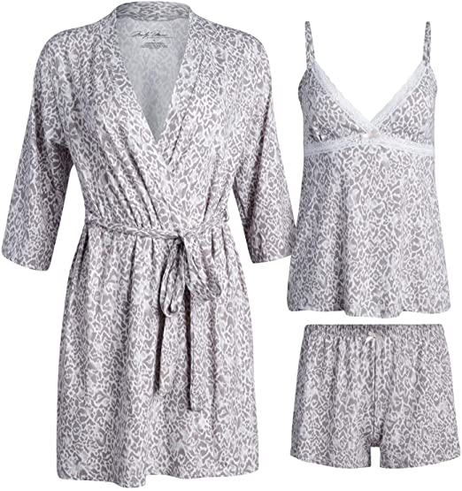 Marilyn Monroe Women's Pajama Set – 3 Piece Soft Robe, Cami, and Sleep Short Set