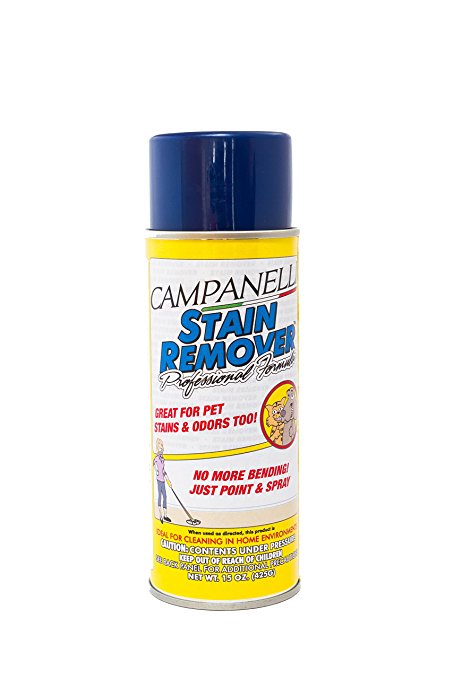 Campanelli’s Professional Formula Stain Remover [15oz Aerosol] - No Bending or Scrubbing. For Carpet, Upholstery, & Fabrics. Removes Wine, Coffee, Fruit Drink, Makeup, Blood, Food, Pet Stains & More. Natural Odor Eliminator w Enzymes. As seen on QVC.