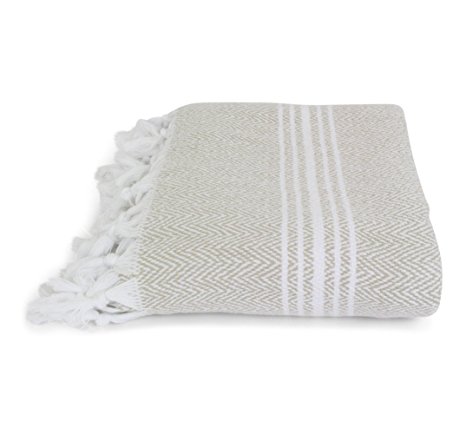 Organic, Incredibly Soft, Turkish Peshtemal Fouta Towel, 100% Cotton Herringbone for Spa Bath Pool Sauna Picnic Throw Blanket Pestemal (40"x70", Linen)