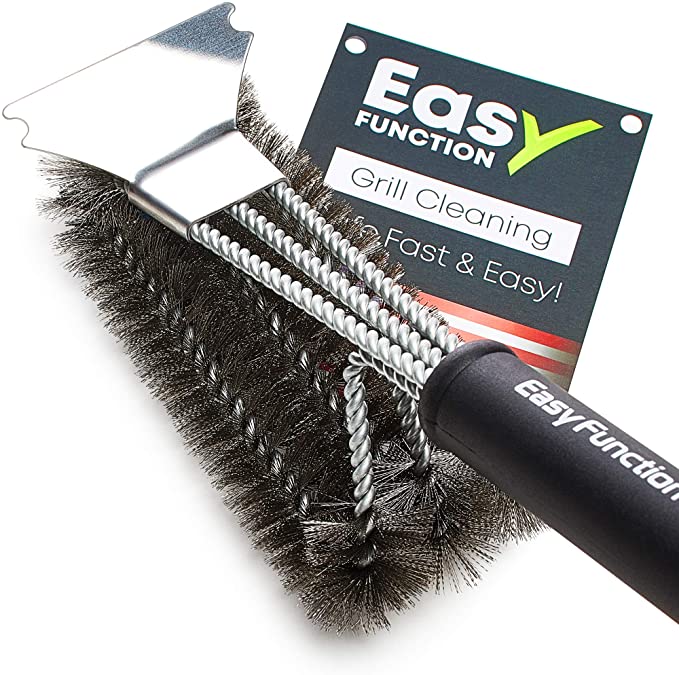 Easy Function Grill Brush and Scraper - Safe 3 in 1 BBQ Brush & Grill Cleaner for Cleaning Any Barbecue Grill