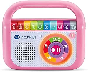 VTech - Music'Kid Rose, Baladeur Musical Enfant, Enceinte Bluetooth Lumineuse avec Comptines, Chansons Éducatives et Relaxantes, Enregistreur Vocal, Cadeau Enfant Dès 2 Ans - Contenu en Français