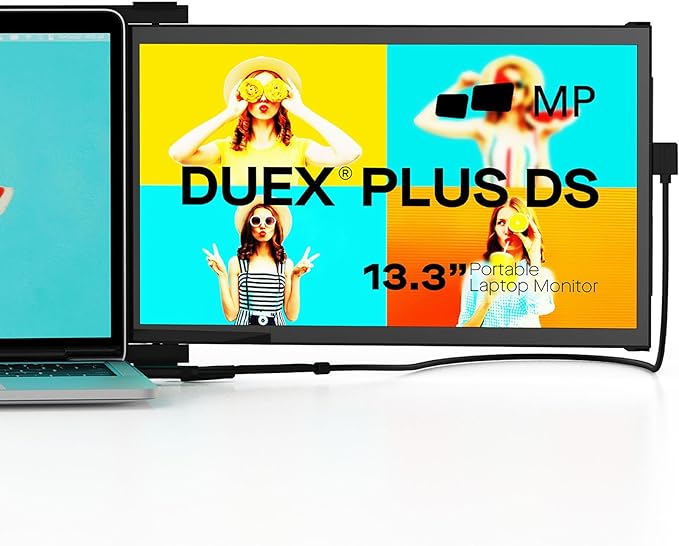 2023 Mobile Pixels Duex Plus DS 13.3" Portable Monitor, USB Type-C/HDMI Plug and Play Laptop Screen Extender, Auto Rotation FHD 1080P Laptop Monitor, Windows/Mac/Android/Switch Compatible (Renewed)