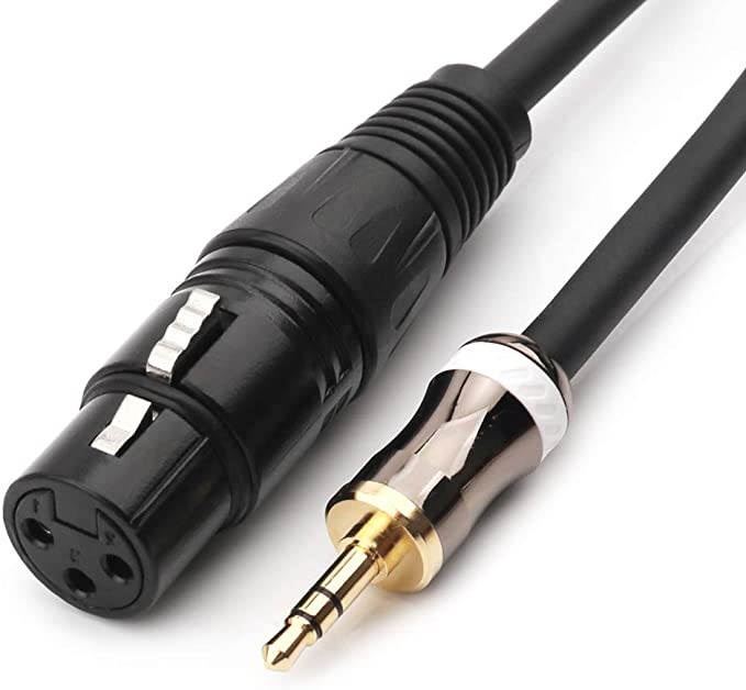 MOBOREST 3.5mm 1/8" Inch TRS Stereo To XLR Female Microphone Cable, for professional recording studios, live performances, schools, churche, public speaking, parties audio setup(0.5M-1.6FT)