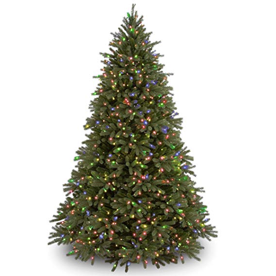 National Tree 7.5 "Feel-Real" Jersey Fraser Fir Tree with 1250 Multicolor Lights, Hinged (PEJF1-301-75)