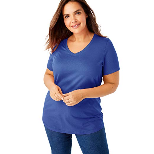 Woman Within Women's Plus Size Perfect V-Neck Tee