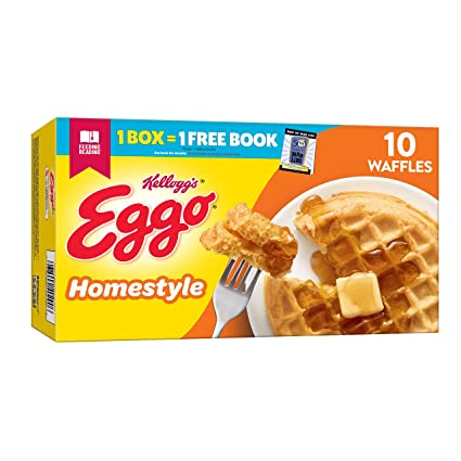 Eggo Frozen Waffles, Frozen Breakfast, Toaster Waffles, Homestyle, 12.3oz Box (10 Waffles)