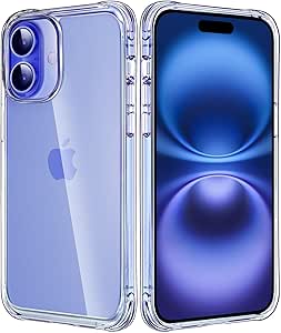 Mkeke for iPhone 16 Case Clear, [Not Yellowing] [16FT Military-Grade Drop Protection], Slim Clear iPhone 16 Case for Apple iPhone 16 with Shockproof Bumper 2024