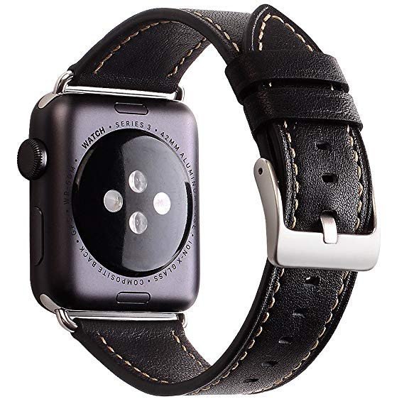 For Apple Watch Band, Apple Watch Band 42mm Genuine Leather iWatch Bands 42mm Black