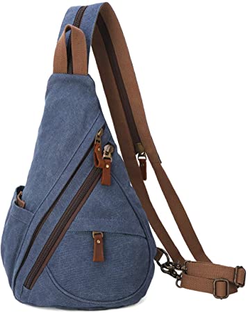 Canvas Sling Bag - Small Crossbody Backpack Shoulder Casual Daypack Chest Bags Rucksack for Men Women Outdoor Cycling Hiking Travel…