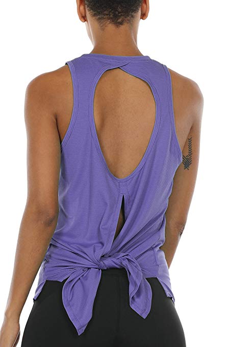 icyzone Open Back Workout Tank Top Shirts - Activewear Exercise Athletic Yoga Tops for Women