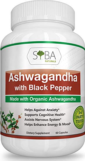 Organic Ashwagandha Capsules with Black Pepper | Helps Reduces Stress & Supports Thyroid & Adrenals | Anti-Fatigue Supplement | 60 Vegan 1300mg Capsules