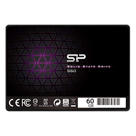 Silicon Power 60GB SSD S60 MLC High Endurance SATA III 2.5" 7mm (0.28") Internal Solid State Drive (SU060GBSS3S60S25AC)