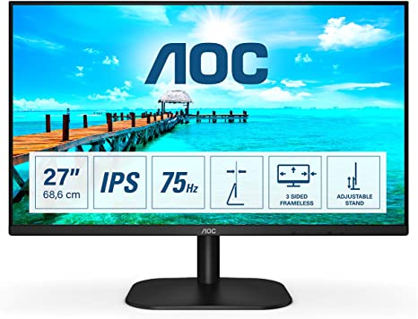 AOC 27B2DA - 27 Zoll FHD Monitor, AdaptiveSync (1920x1080, 75 Hz, VGA, DVI, HDMI) schwarz