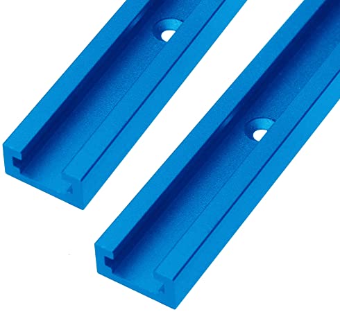 T-track 48 inch with Wood Screws–Double Cut Profile Universal with Predrilled Mounting Holes -Woodworking and Clamps -High Strength Aluminum Alloy 6063 –Frosted Surface Anodized - 2 PK (Blue)