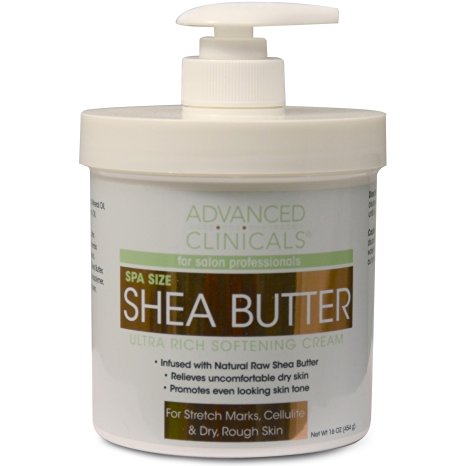 Advanced Clinicals Spa Size Shea Butter Ultra Rich Softening Cream. 16oz