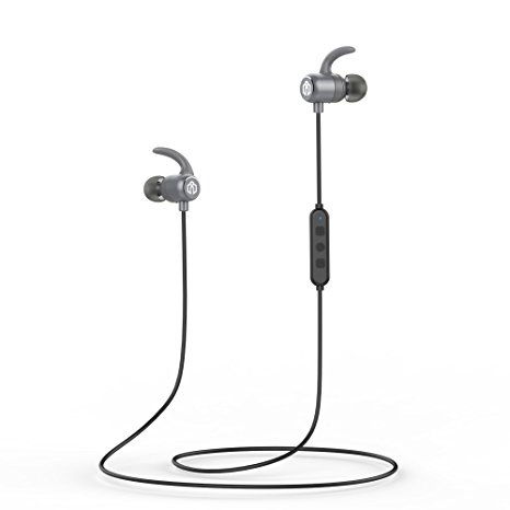 iClever Bluetooth Headphones, Wireless Earbuds with Stereo Music, 10 HOURS Playtime, Magnetic Connection, CVC 6.0 Noise Cancelling, Waterproof Sports Headphones for iPhone 8 - XFree Mini (Gray)