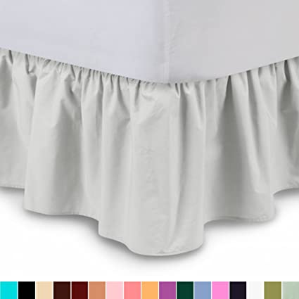 Ruffled Bedskirt (Olympic Queen, Bone) 18 Inch Bed Skirt with Platform, Wrinkle and Fade Resistant, Available in All Bed Sizes and 16 Colors - Blissford